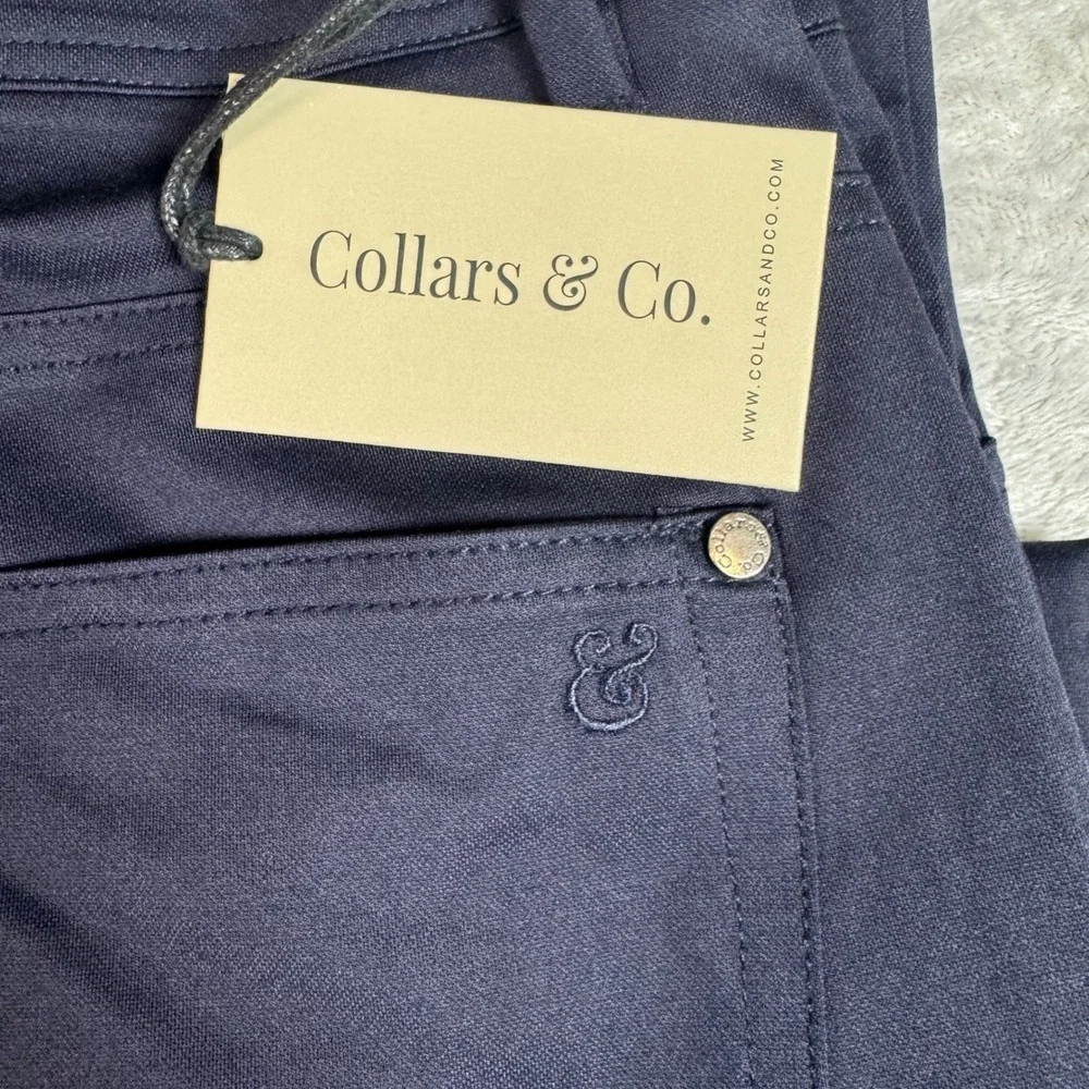 NWT Collars & Co Mens Tech Pull On Pants 32x30 Navy Blue Stretch Casual Golf